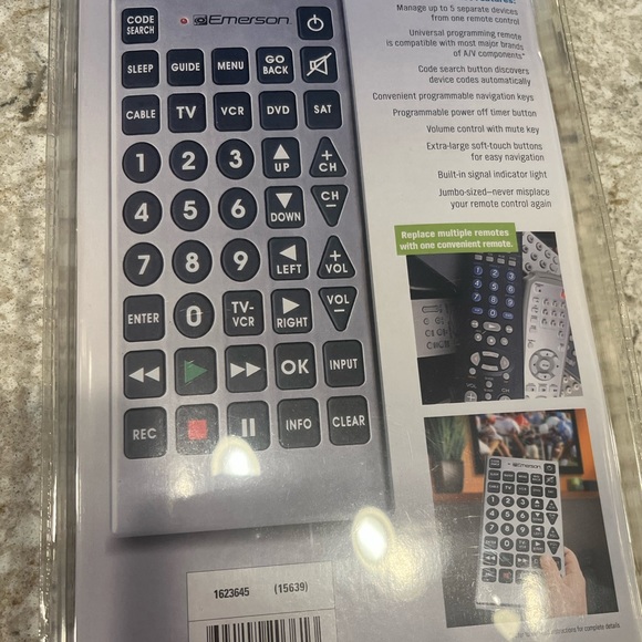 Emerson Universal Television TV Remote Control Jumbo Large Buttons NEW - Picture 7 of 9